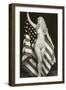 Nude Blonde with U.S. Flag-null-Framed Art Print