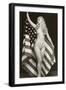 Nude Blonde with U.S. Flag-null-Framed Art Print