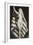 Nude Blonde with U.S. Flag-null-Framed Art Print