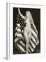 Nude Blonde with U.S. Flag-null-Framed Art Print