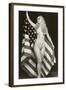 Nude Blonde with U.S. Flag-null-Framed Art Print