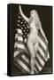 Nude Blonde with U.S. Flag-null-Framed Stretched Canvas
