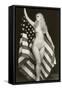 Nude Blonde with U.S. Flag-null-Framed Stretched Canvas