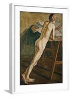Nude Boy Standing; Stehender Knabenakt, (Oil on Canvas)-Christian Rohlfs-Framed Giclee Print