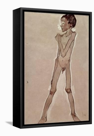 Nude Boy Standing-Egon Schiele-Framed Stretched Canvas