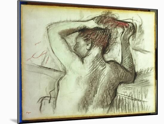 Nude Combing Her Hair-Edgar Degas-Mounted Giclee Print