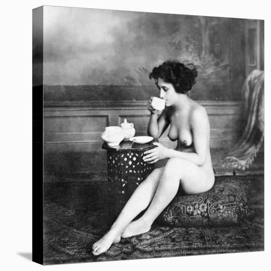 Nude Drinking Tea, 19Th Ct-null-Stretched Canvas