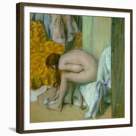 Nude, Drying Her Feet after the Bath-Edgar Degas-Framed Giclee Print