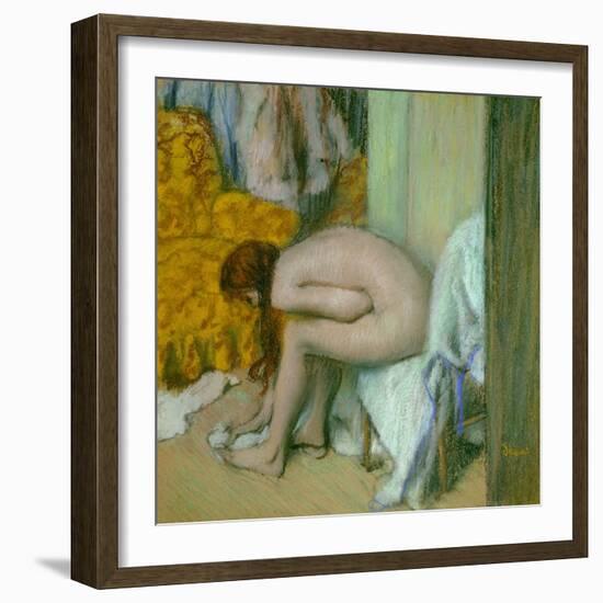 Nude, Drying Her Feet after the Bath-Edgar Degas-Framed Giclee Print