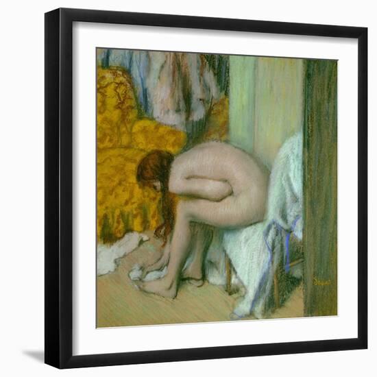 Nude, Drying Her Feet after the Bath-Edgar Degas-Framed Premium Giclee Print