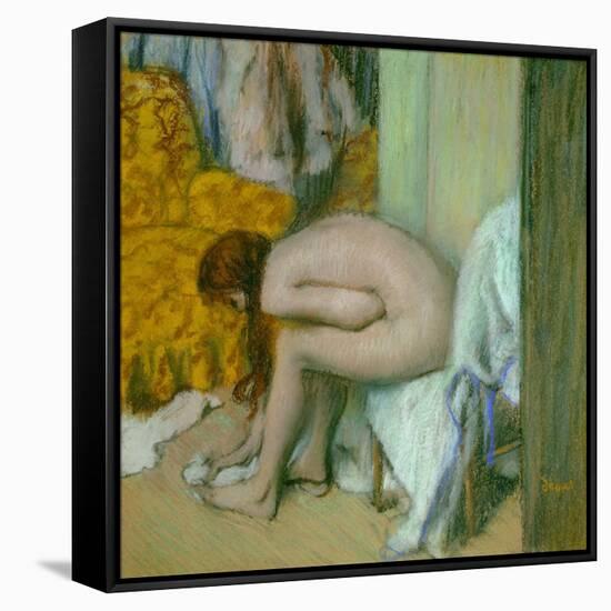 Nude, Drying Her Feet after the Bath-Edgar Degas-Framed Stretched Canvas