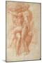 Nude Female Seated on the Knees of a Seated Male Nude: Adam and Eve-Michelangelo Buonarroti-Mounted Giclee Print