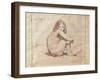 Nude Female Sitting, Drawing-Jean-Baptiste-Camille Corot-Framed Giclee Print