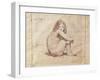 Nude Female Sitting, Drawing-Jean-Baptiste-Camille Corot-Framed Giclee Print