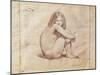 Nude Female Sitting, Drawing-Jean-Baptiste-Camille Corot-Mounted Giclee Print