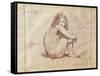 Nude Female Sitting, Drawing-Jean-Baptiste-Camille Corot-Framed Stretched Canvas