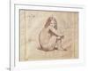 Nude Female Sitting, Drawing-Jean-Baptiste-Camille Corot-Framed Giclee Print