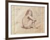 Nude Female Sitting, Drawing-Jean-Baptiste-Camille Corot-Framed Giclee Print