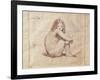 Nude Female Sitting, Drawing-Jean-Baptiste-Camille Corot-Framed Giclee Print