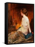 Nude Figure by Firelight-Guy Rose-Framed Stretched Canvas