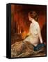 Nude Figure by Firelight-Guy Rose-Framed Stretched Canvas