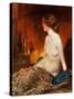 Nude Figure by Firelight-Guy Rose-Stretched Canvas