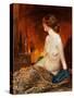 Nude Figure by Firelight-Guy Rose-Stretched Canvas