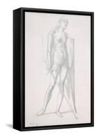 Nude Full-Length and Study for Fortitude, Holding Long Shield and Sword, C.1870-Edward Burne-Jones-Framed Stretched Canvas