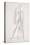 Nude Full-Length and Study for Fortitude, Holding Long Shield and Sword, C.1870-Edward Burne-Jones-Stretched Canvas