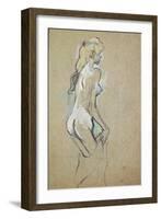 Nude Girl, 1893 (Oil on Card)-Henri de Toulouse-Lautrec-Framed Giclee Print