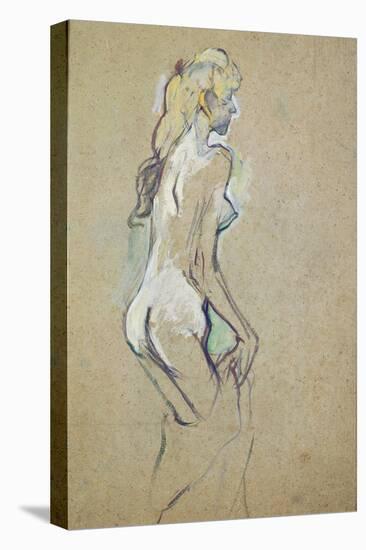 Nude Girl, 1893 (Oil on Card)-Henri de Toulouse-Lautrec-Stretched Canvas