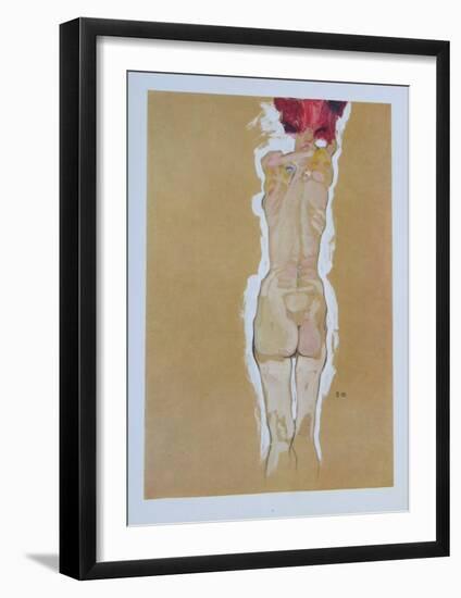 Nude Girl Standing, from the Backside, 1910-Egon Schiele-Framed Collectable Print