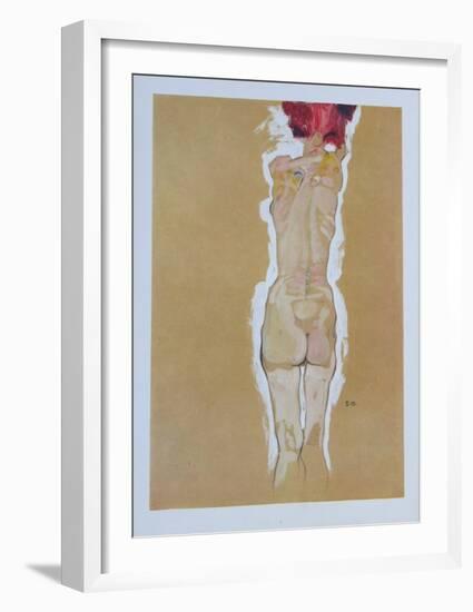 Nude Girl Standing, from the Backside, 1910-Egon Schiele-Framed Collectable Print