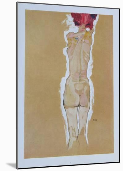 Nude Girl Standing, from the Backside, 1910-Egon Schiele-Mounted Collectable Print
