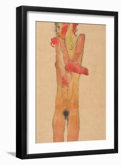 Nude Girl with Folded Arms, 1910-Egon Schiele-Framed Giclee Print