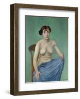 Nude in Blue Fabric, 1912-Félix Vallotton-Framed Giclee Print