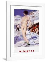 Nude in Front of a Cottage-Alfons Walde-Framed Art Print