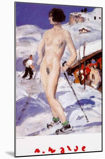 Nude in Front of a Cottage-Alfons Walde-Mounted Art Print