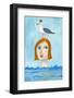 Nude Lady in Ocean with Seagull-Sharyn Bursic-Framed Photographic Print