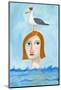 Nude Lady in Ocean with Seagull-Sharyn Bursic-Mounted Photographic Print