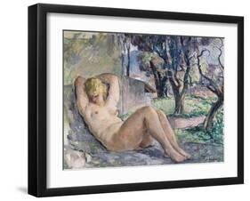 Nude Lying in a Garden, C.1934-Henri Lebasque-Framed Giclee Print