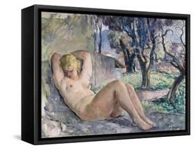 Nude Lying in a Garden, C.1934-Henri Lebasque-Framed Stretched Canvas