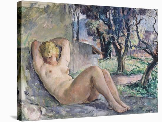Nude Lying in a Garden, C.1934-Henri Lebasque-Stretched Canvas