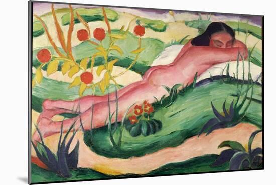 Nude Lying in the Flowers, 1910-Franz Marc-Mounted Giclee Print