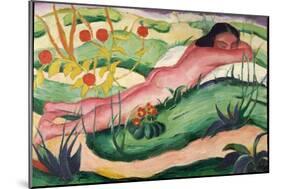 Nude Lying in the Flowers, 1910-Franz Marc-Mounted Giclee Print