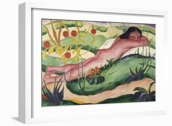 Nude Lying in the Flowers-Franz Marc-Framed Giclee Print