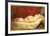 Nude Lying on a Sofa Against a Red Curtain-Etty-Framed Giclee Print