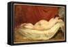 Nude Lying on a Sofa Against a Red Curtain-Etty-Framed Stretched Canvas