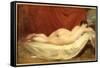 Nude Lying on a Sofa Against a Red Curtain-Etty-Framed Stretched Canvas