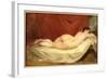Nude Lying on a Sofa Against a Red Curtain-Etty-Framed Giclee Print